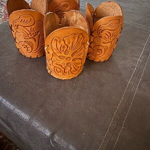 Handcrafted hand tooled Leather drink Holders